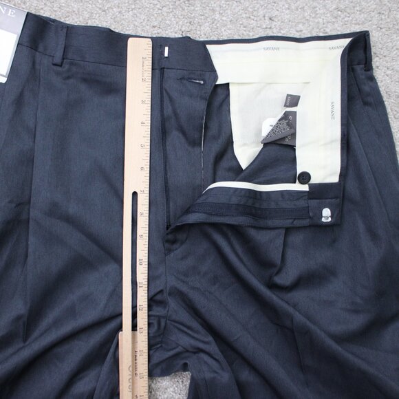 Savane Pants NWT Men 42x30 Blue Silkworks Traditions Micro Fiber Pleated Cuffed - Picture 10 of 15
